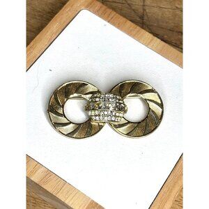Vintage Coro Gold-Tone Rhinestone Infinity Brooch Pin Jewelry
